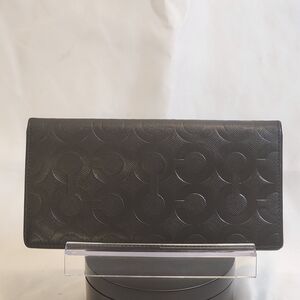 Coach Long Bi-Fold Wallet Signature C Black Leather